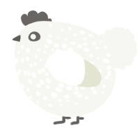 A white chicken with a speckle pattern