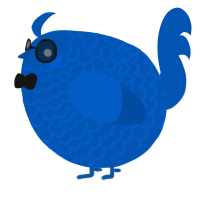 A ultramarine chicken with a lace pattern