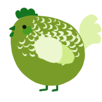 A chartreuse and apple chicken with a half-lace pattern