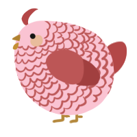 A rose and red chicken with a lace pattern