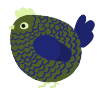 A olive and navy chicken with a lace pattern