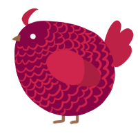 A maroon and crimson chicken with a lace pattern