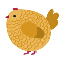 A honey and ochre chicken with a lace pattern