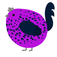 A amethyst and tumblr chicken with a speckle pattern