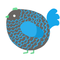 A grey and sky chicken with a lace pattern