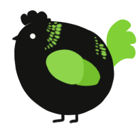 A black and grass chicken with a neck-band pattern
