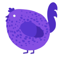A blurple and indigo chicken with a speckle pattern