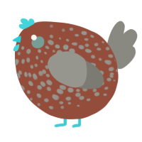 A russet and ash chicken with a speckle pattern