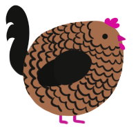 A brown and black chicken with a lace pattern