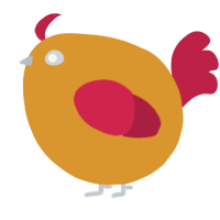 A orange and crimson chicken