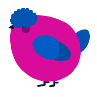 A fuchsia and ultramarine chicken