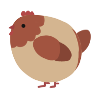 A beige and russet chicken with a head pattern