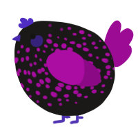 A sable and plum chicken with a speckle pattern