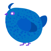 A sapphire and ultramarine chicken with a speckle pattern