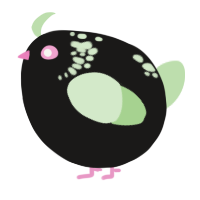 A sable and gluppy chicken with a neck-speckle pattern