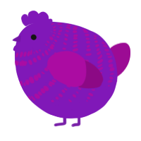 A violet and plum chicken with a bar pattern