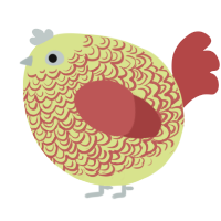 A lemon and red chicken with a double-lace pattern