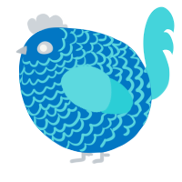 A sapphire and aqua chicken with a lace pattern