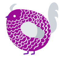 A plum and mist chicken with a lace pattern