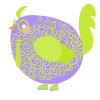 A lilac and lime chicken with a double-lace pattern