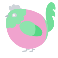A pink and spring chicken with a head pattern