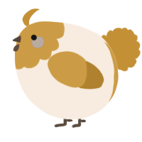 A cream and gold chicken with a head pattern