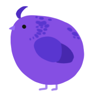 A blurple and indigo chicken with a neck-speckle pattern