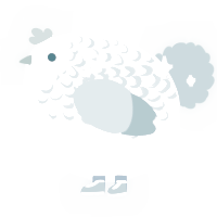 A pink and aqua chicken with a half-lace pattern