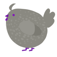 A ash chicken with a speckle pattern
