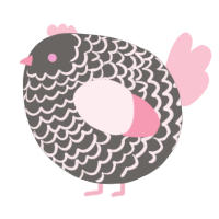 A grey and rose chicken with a lace pattern