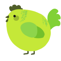 A lime and grass chicken with a neck-band pattern