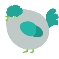 A silver and turquoise chicken