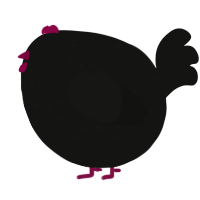 A black chicken with a speckle pattern