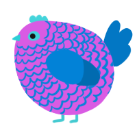 A orchid and sapphire chicken with a lace pattern