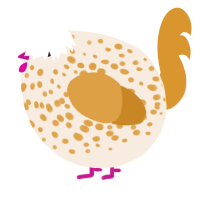A cream and orange chicken with a speckle pattern
