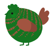 A leaf and russet chicken with a bar pattern