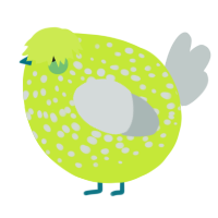 A lime and silver chicken with a speckle pattern