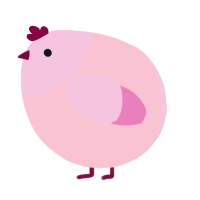 A rose and pink chicken with a head pattern