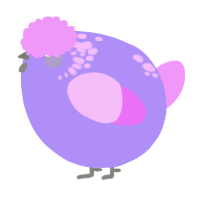 A lilac and lavender chicken with a neck-speckle pattern