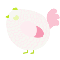 A white and rose chicken with a lace pattern