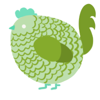 A gluppy and chartreuse chicken with a lace pattern