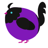 A violet and black chicken with a head pattern