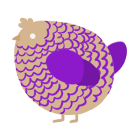 A beige and violet chicken with a lace pattern