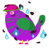 A amethyst and viridian chicken with a bar pattern