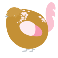 A gold and rose chicken with a neck-speckle pattern