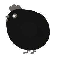 A black chicken with a lace pattern
