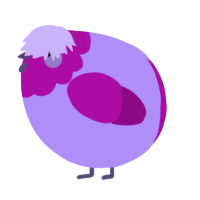 A lilac and plum chicken with a head pattern