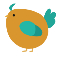 A orange and turquoise chicken