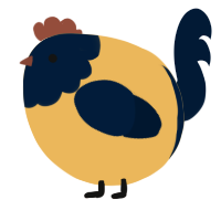A honey and tumblr chicken with a head pattern