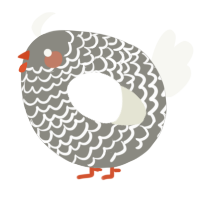 A ash and white chicken with a lace pattern